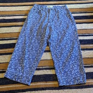 Eddie Bauer Capri Pants Crop ankle Mom High Rise Floral Cottage Dainty Denim 4 P